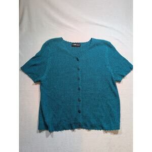 Sag harbor teal short‎ sleeve cardigan size medium